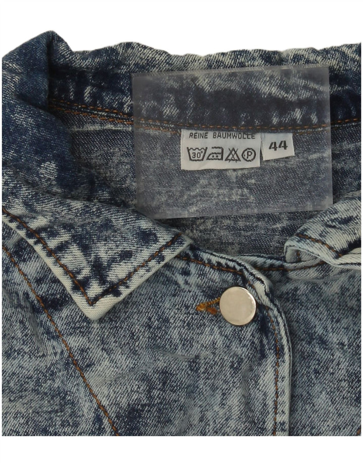 Giacca di jeans oversize corta da donna vintage IT 44 cotone blu medio