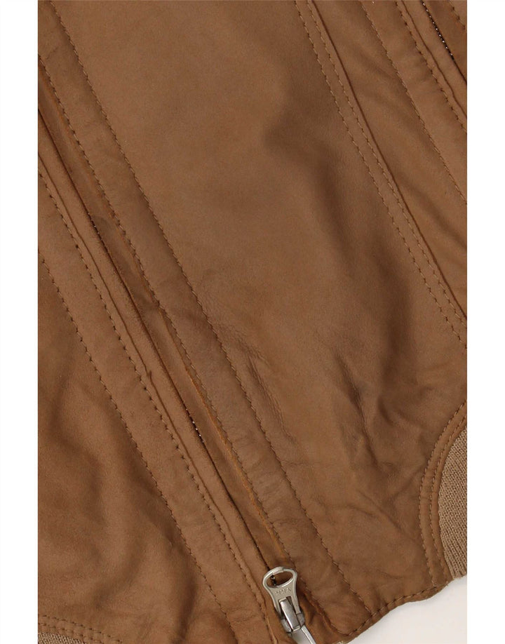 Bomber vintage da donna in pelle scamosciata IT 42 in pelle marrone medio