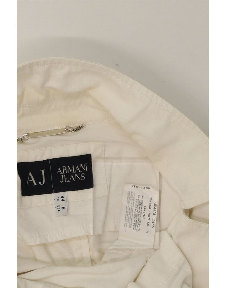 ARMANI JEANS Womens 3 Button Blazer Jacket EU 44 XL White Cotton Vintage Armani Jeans and Second-Hand Armani Jeans from Messina Hembry 