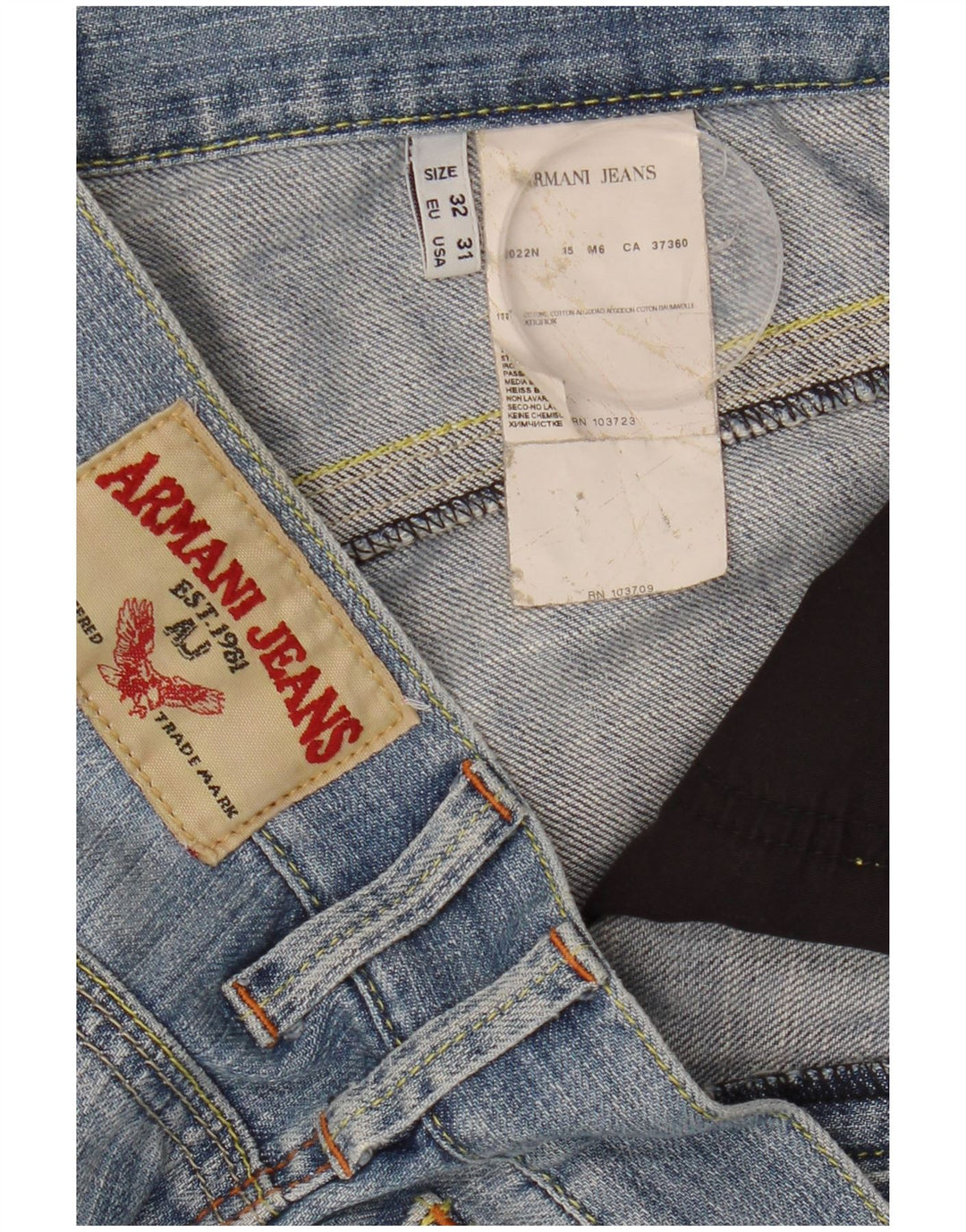 Jeans slim effetto consumato da uomo Armani W32 L34 cotone blu