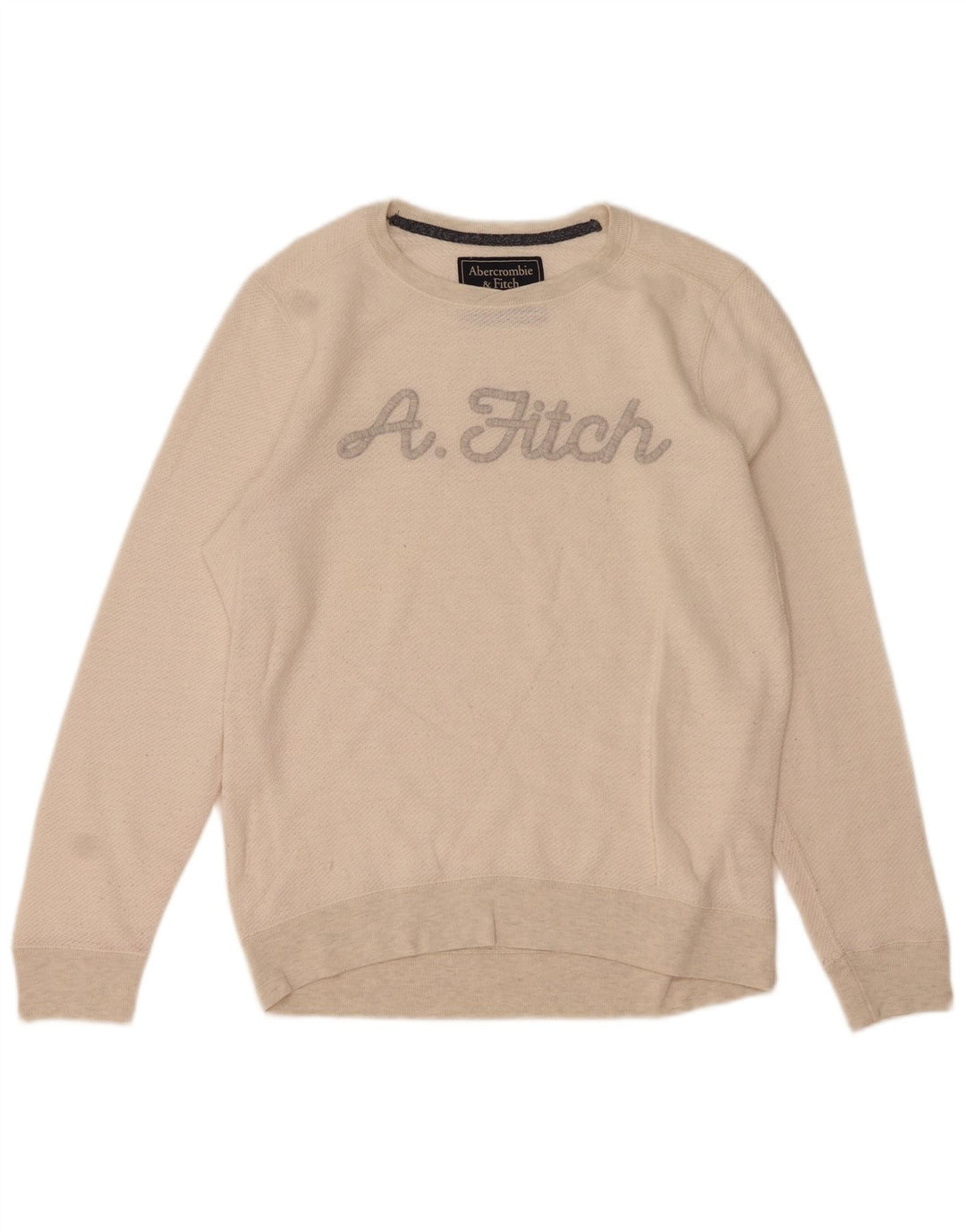 Felpa grafica da uomo Abercrombie & Fitch in cotone bianco sporco medio