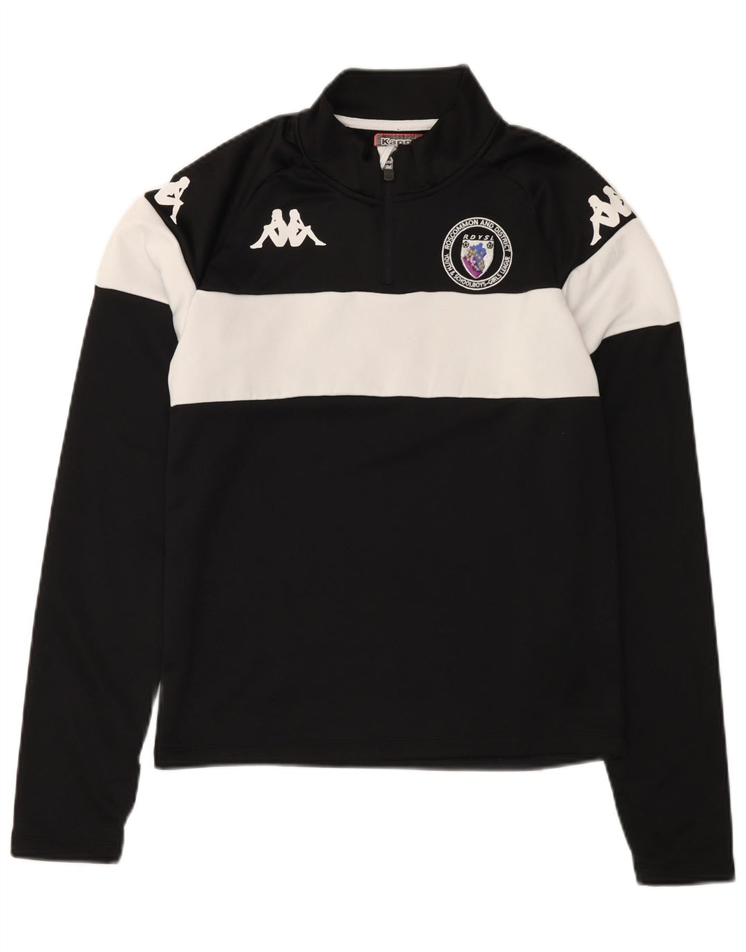 Top della tuta da ginnastica da uomo KAPPA con zip grafica e collo piccolo nero a blocchi di colore