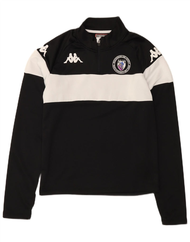 Top della tuta da ginnastica da uomo KAPPA con zip grafica e collo piccolo nero a blocchi di colore