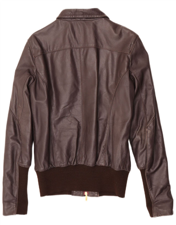 Giacca in pelle da donna vintage IT 46 grande in pelle marrone