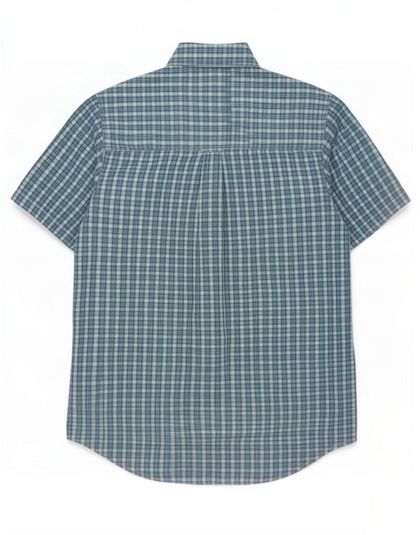 Camicia a maniche corte da uomo Chaps in cotone a quadri blu piccolo