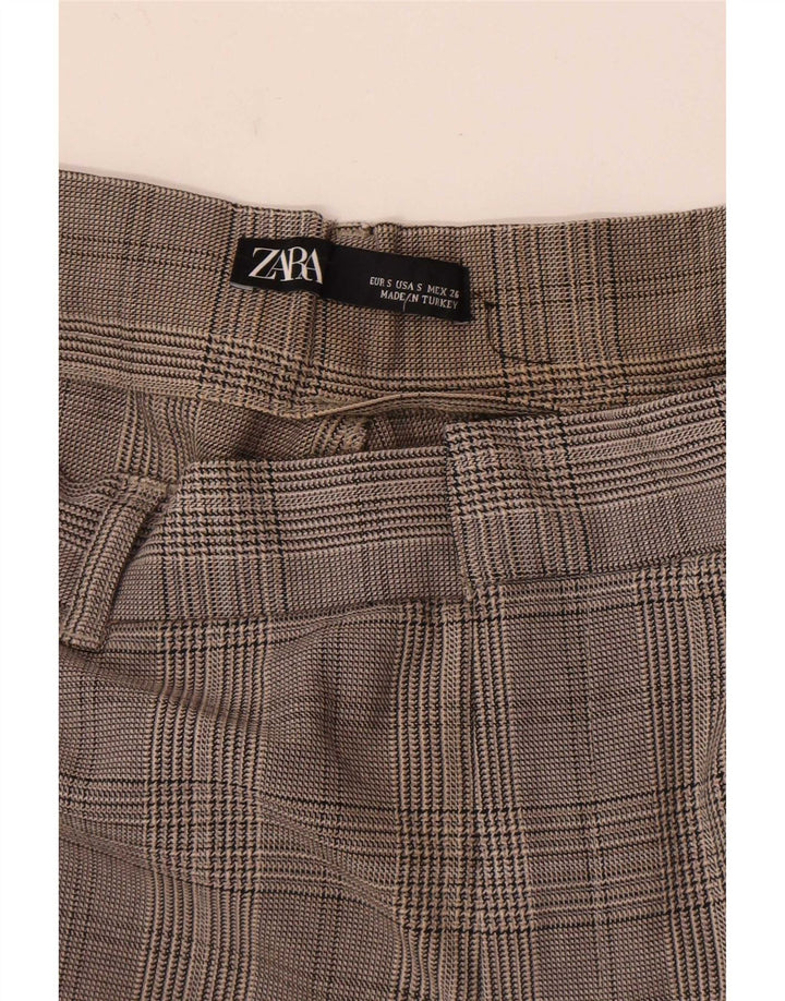 Pantaloni chino slim da donna Zara piccoli W26 L25 a quadri grigi