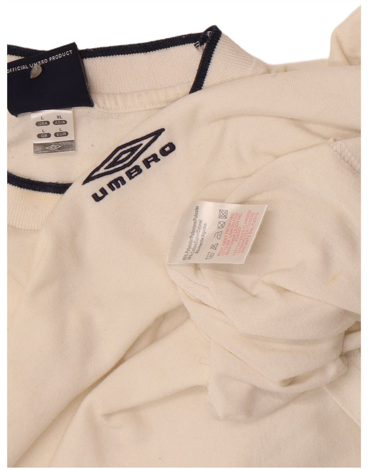T-shirt grafica da uomo Umbro Top grande in poliestere bianco sporco