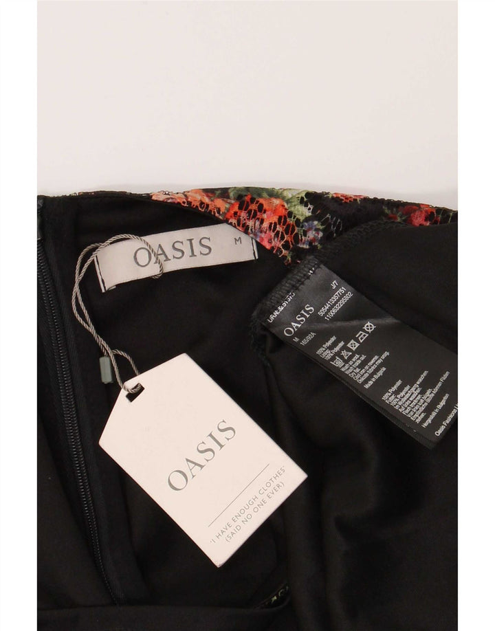Abito a trapezio da donna Oasis UK 12 Poliestere floreale nero medio