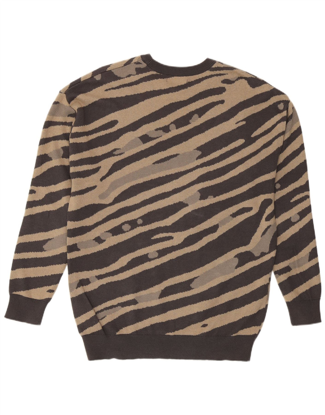 Zara Uomo Felpa Maglione Piccolo Marrone a Righe in Cotone
