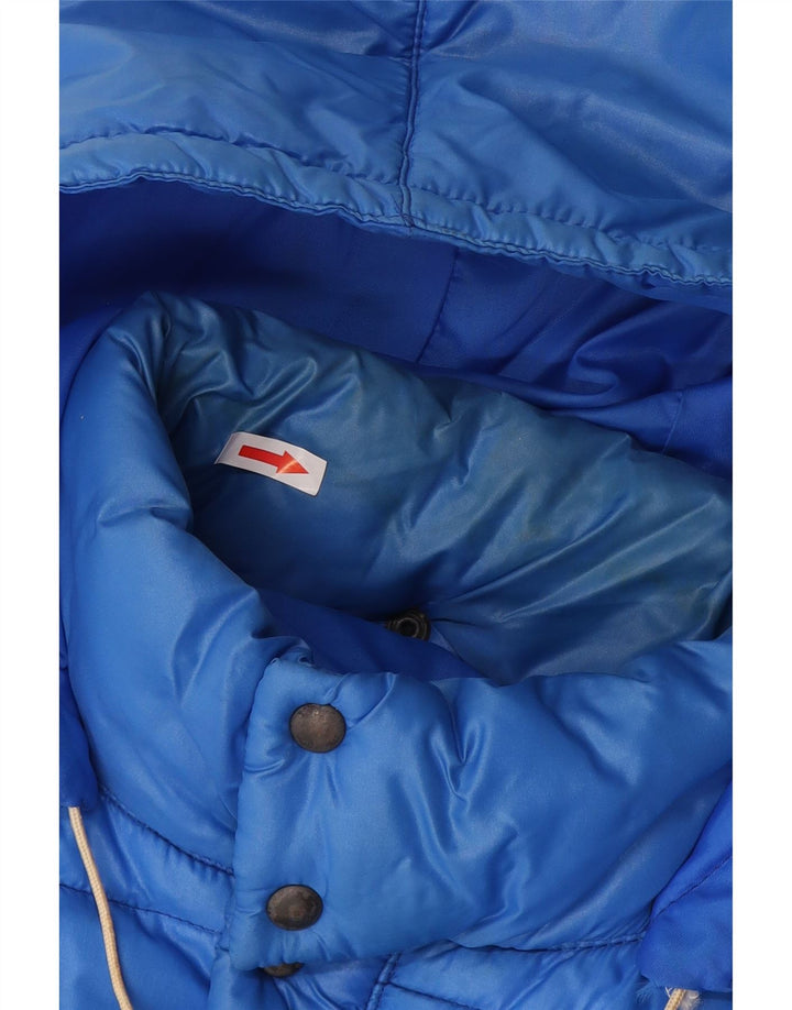 Giacca imbottita con cappuccio vintage da uomo UK 38 poliammide blu medio