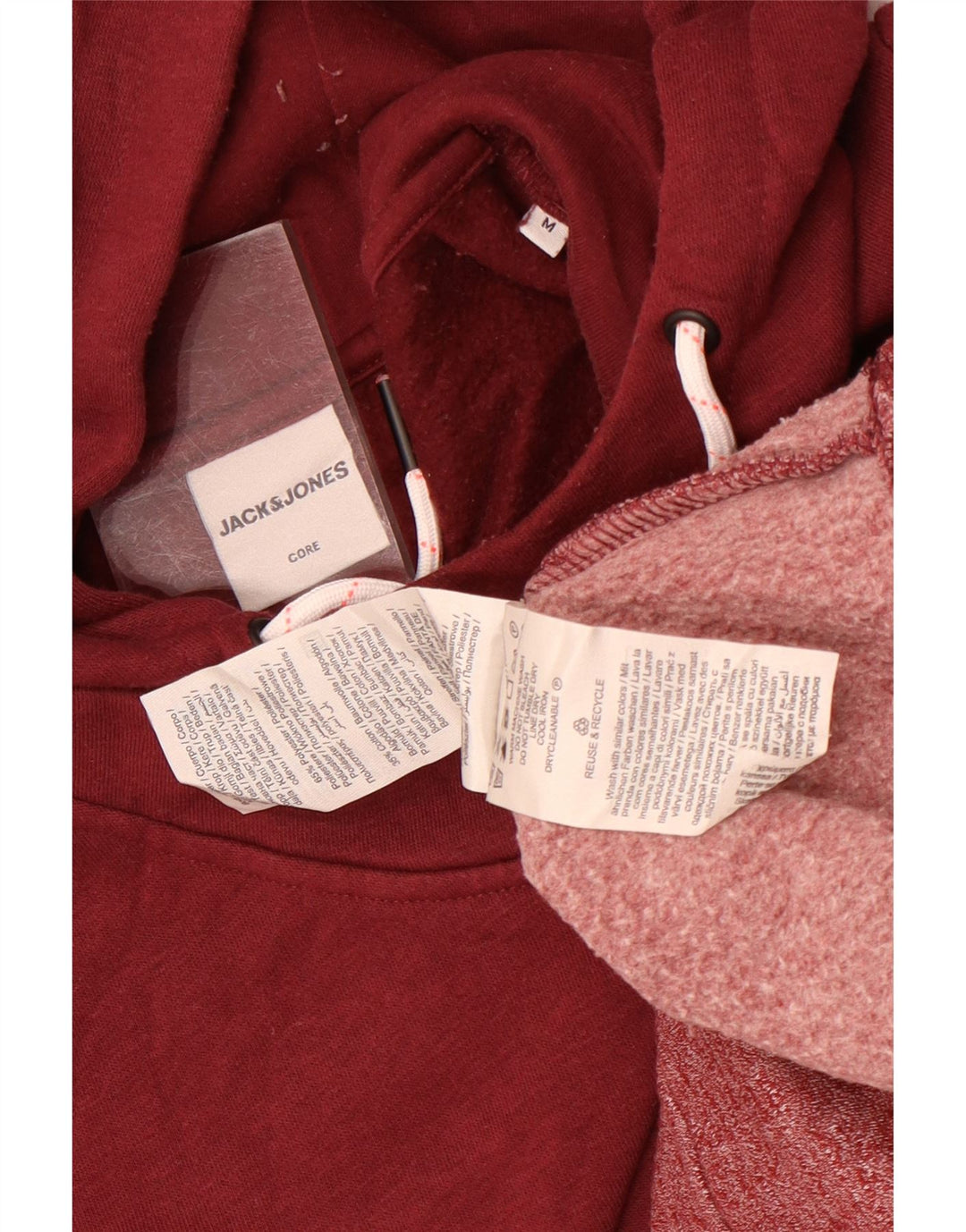 Maglione con cappuccio da uomo Jack & Jones, poliestere color block medio bordeaux