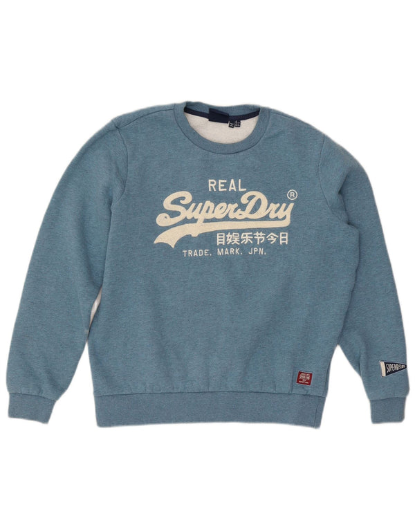 Felpa con grafica da donna Superdry Maglione UK 10 Small Blue Flecked