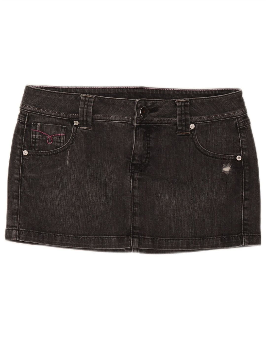 Gonna in denim invecchiato BENETTON da donna IT 44 medio W30 cotone grigio