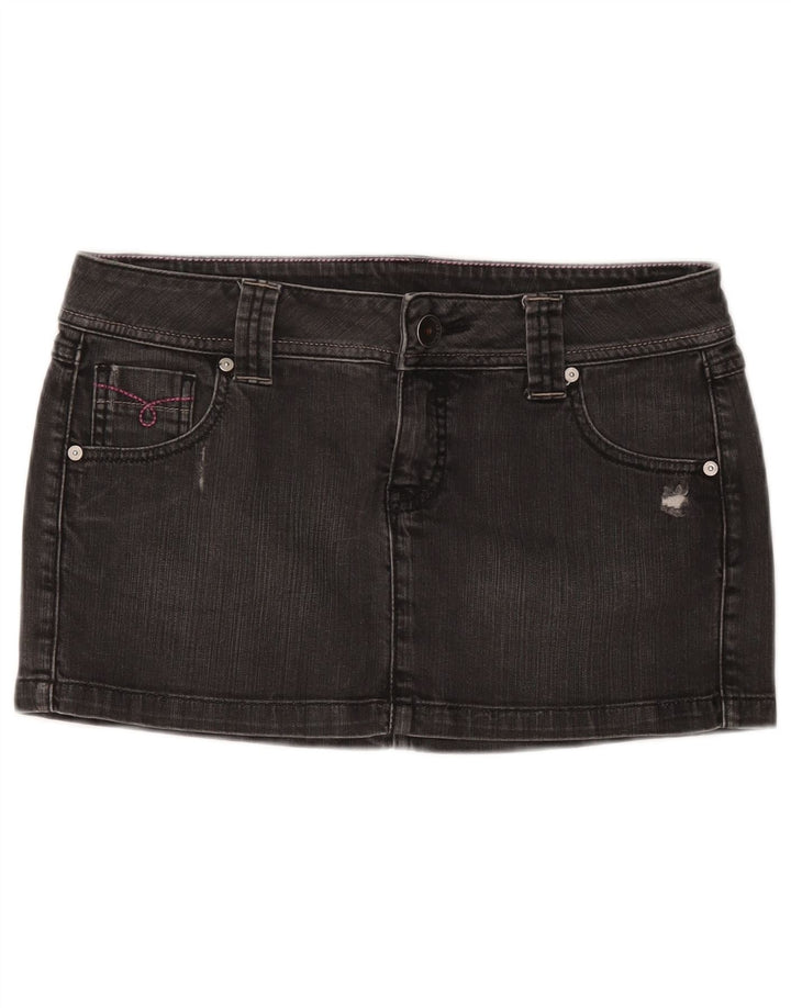 Gonna in denim invecchiato BENETTON da donna IT 44 medio W30 cotone grigio