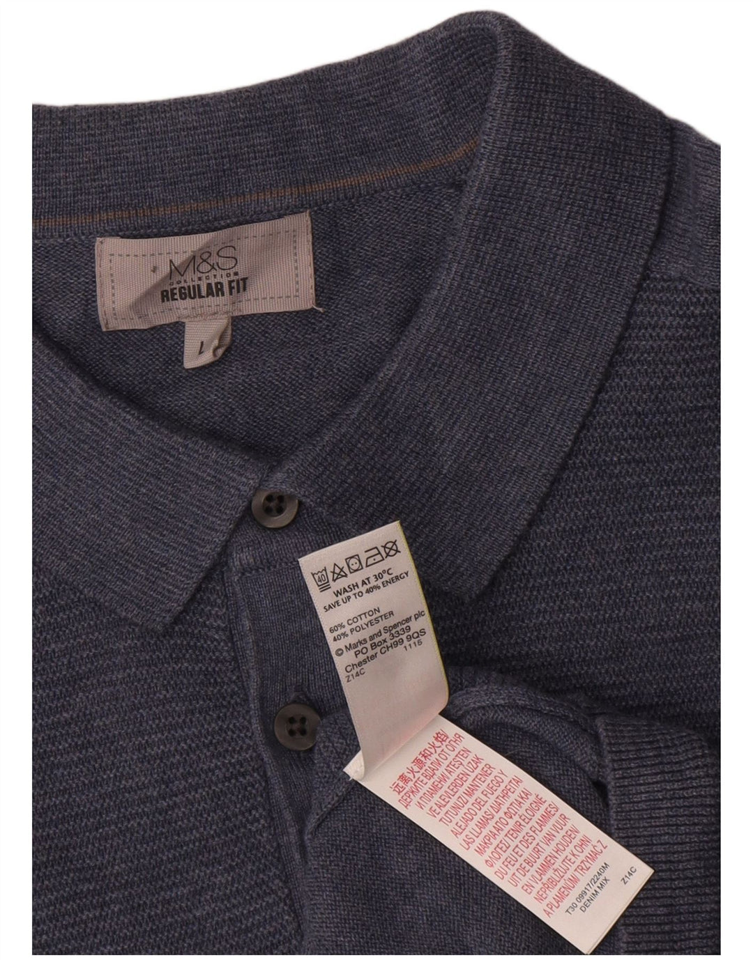 Maglione da uomo Marks & Spencer vestibilità regolare con collo alto, grande cotone blu