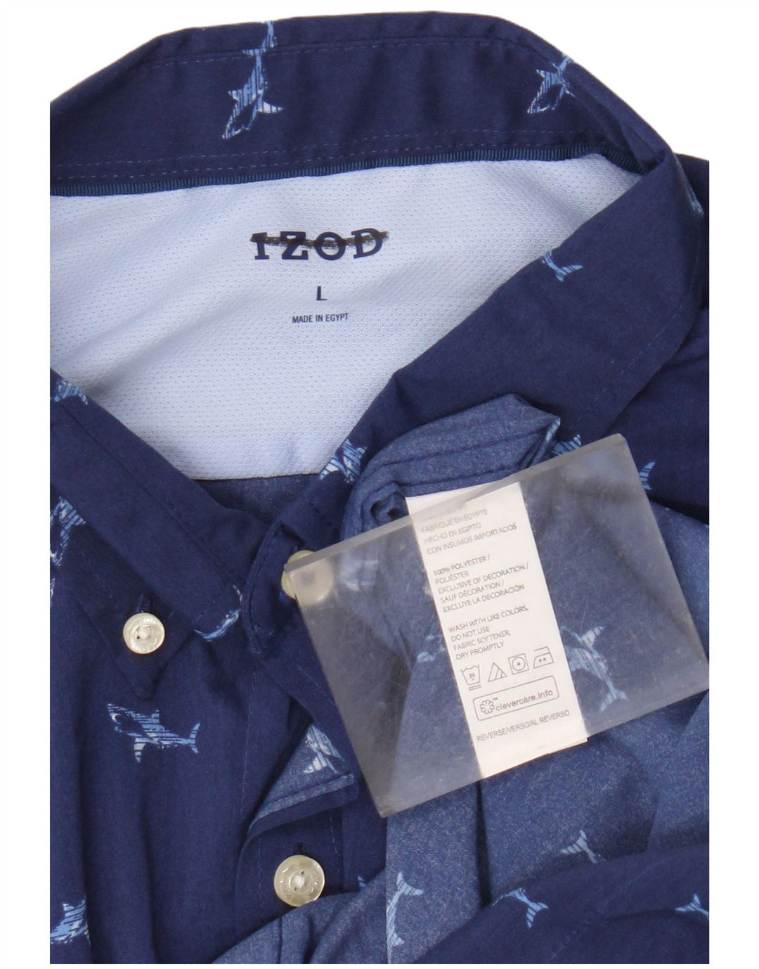 Camicia a maniche corte da uomo con motivo astratto Izod, grande poliestere blu