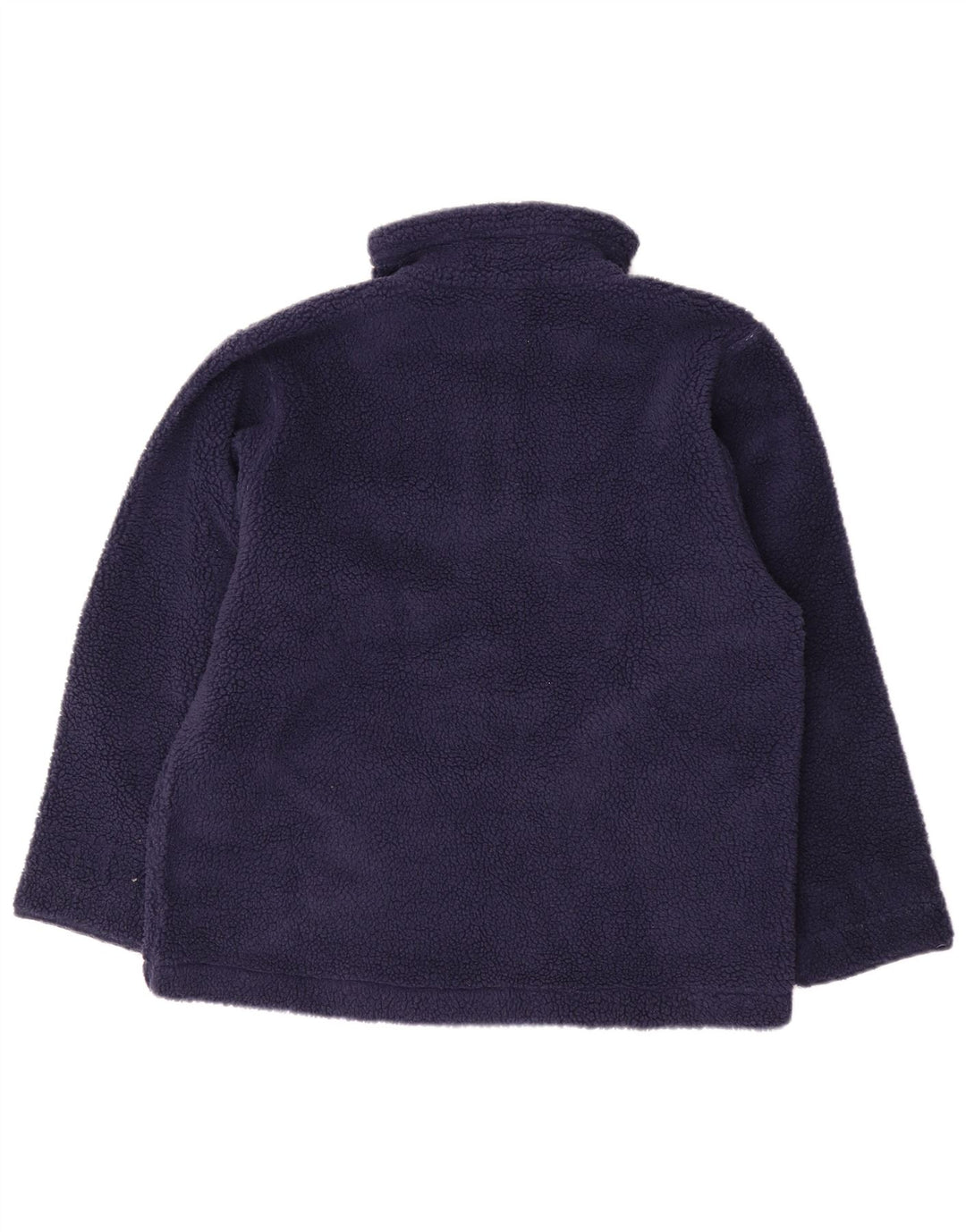 Maglione in pile da donna VINTAGE con zip e collo UK 16 Large Blu Navy Fair Isle