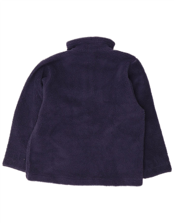 Maglione in pile da donna VINTAGE con zip e collo UK 16 Large Blu Navy Fair Isle