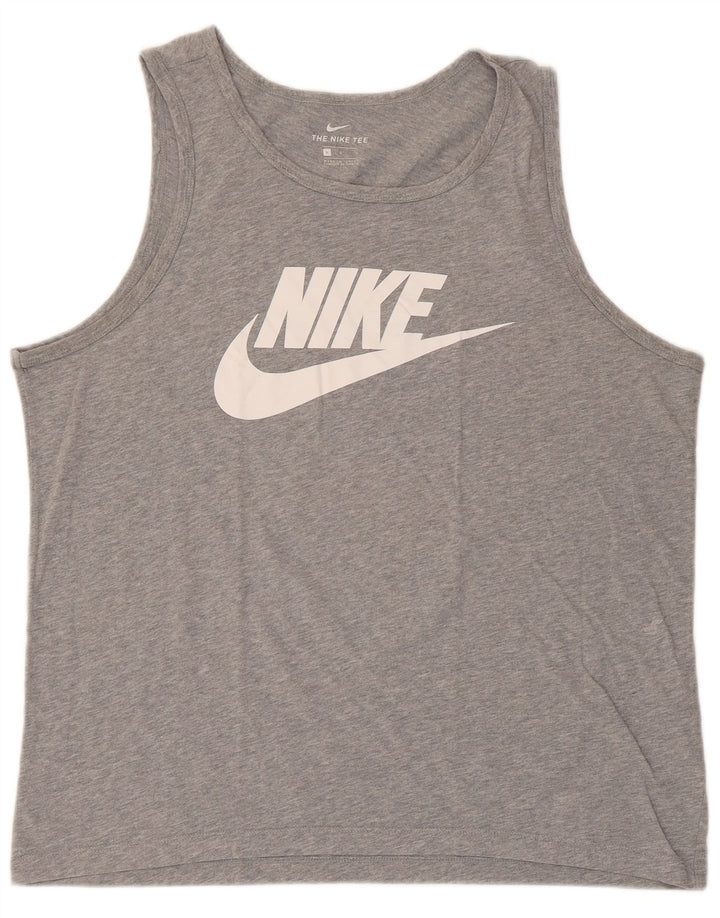 Canotta grafica Nike da uomo, grande, in cotone grigio