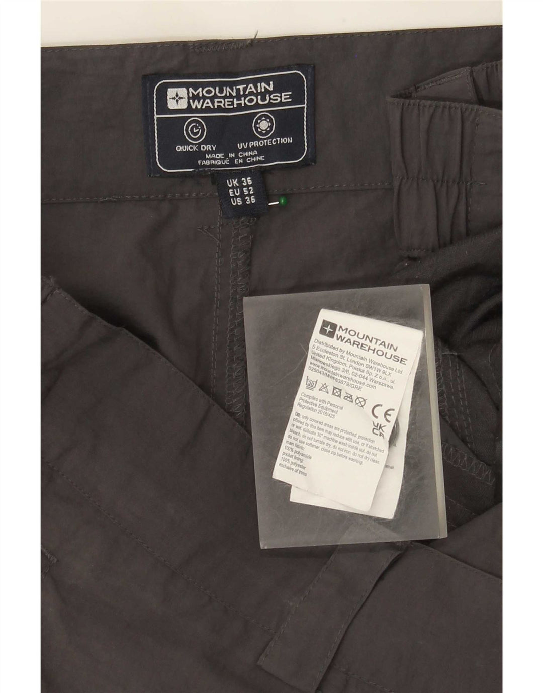 Pantaloncini cargo da uomo Mountain Warehouse W36 Large Grigi in poliammide