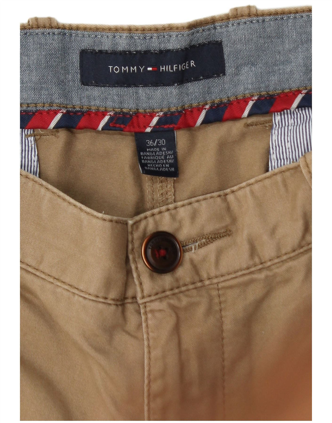 TOMMY HILFIGER Pantaloni chino dritti da uomo W36 L30 Cotone Beige