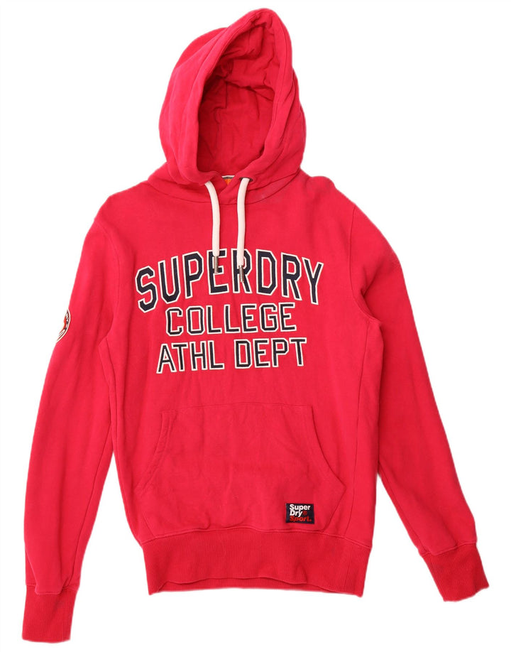 Felpa con cappuccio grafica da donna Superdry UK 14 cotone rosa medio