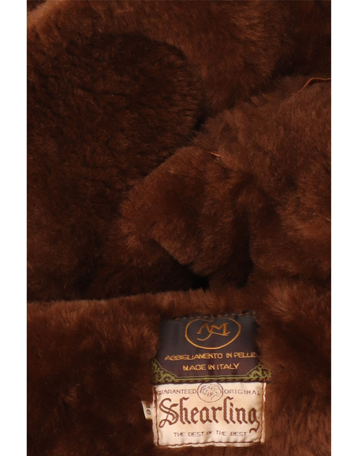 Giacca in shearling vintage da uomo IT 46 Small Shearling marrone