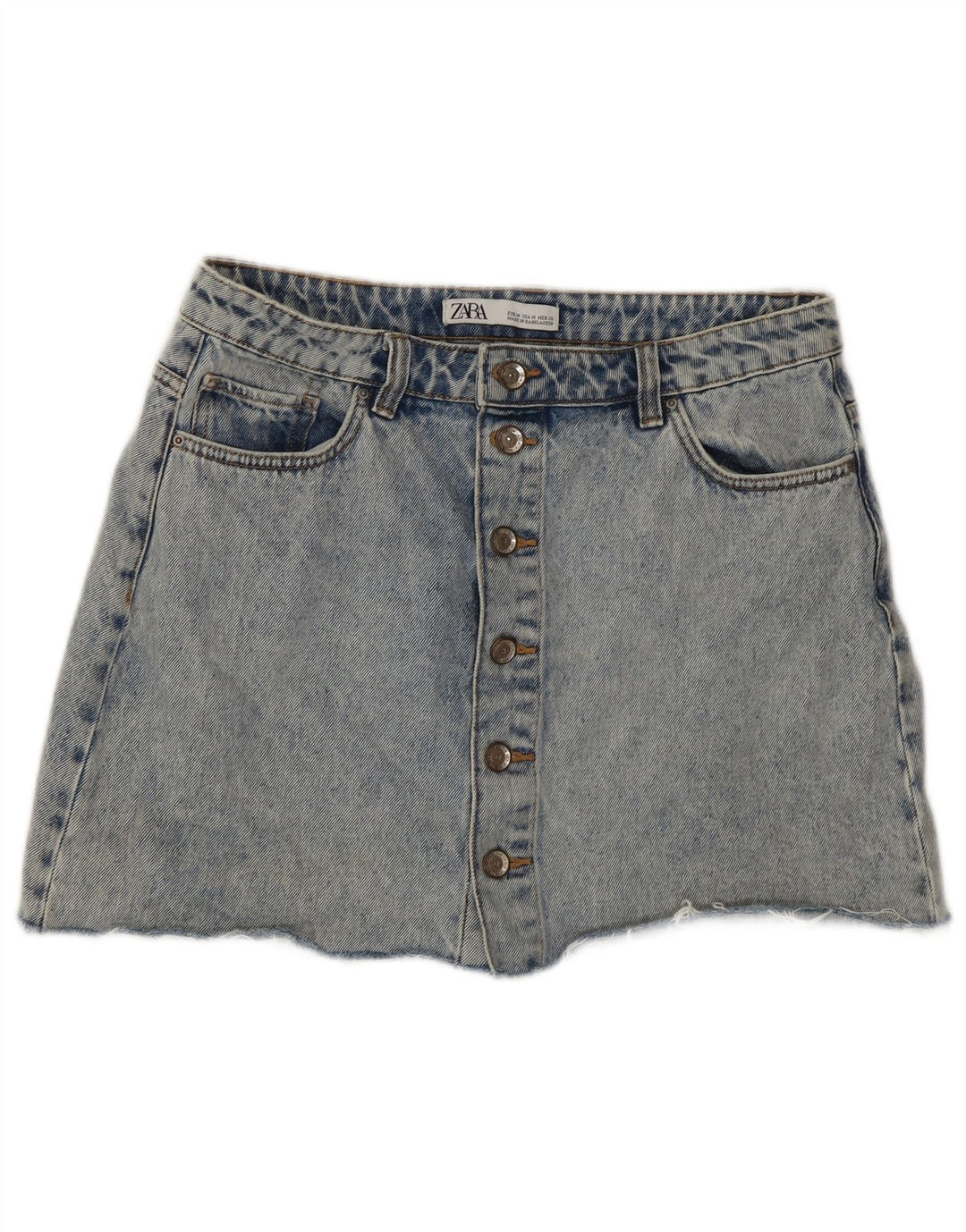 Minigonna di jeans Zara da donna lavaggio acido media W28 blu