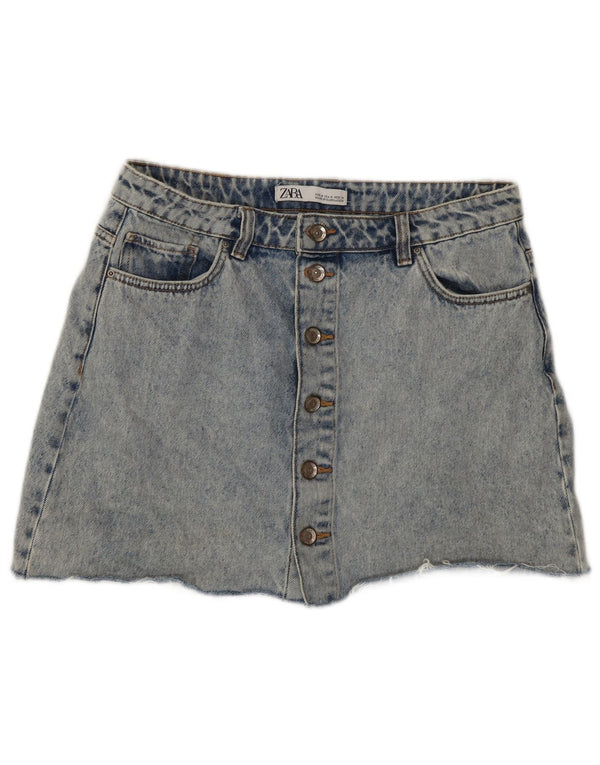 Minigonna di jeans Zara da donna lavaggio acido media W28 blu