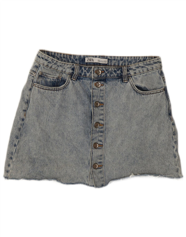 Minigonna di jeans Zara da donna lavaggio acido media W28 blu