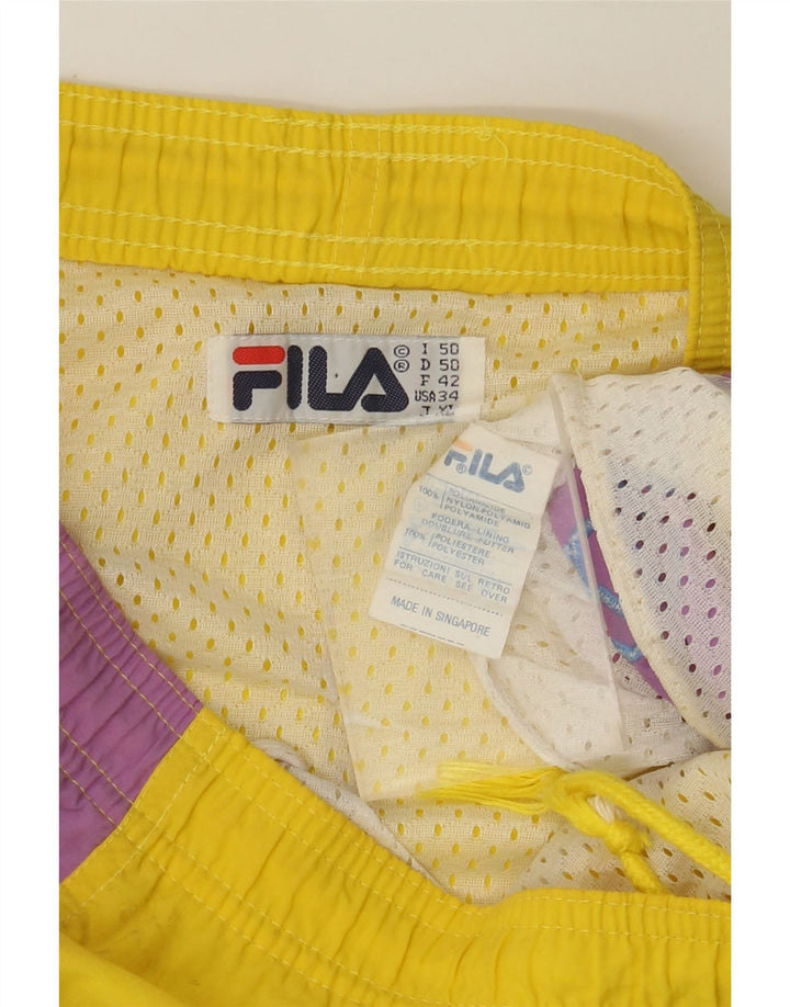 Pantaloncini da bagno grafici da uomo FILA IT 50 Large Yellow Colourblock