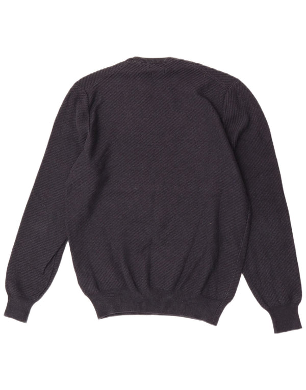 Massimo Dutti Mens Crew Neck Jumper Sweater Medium Navy Blue Cotton