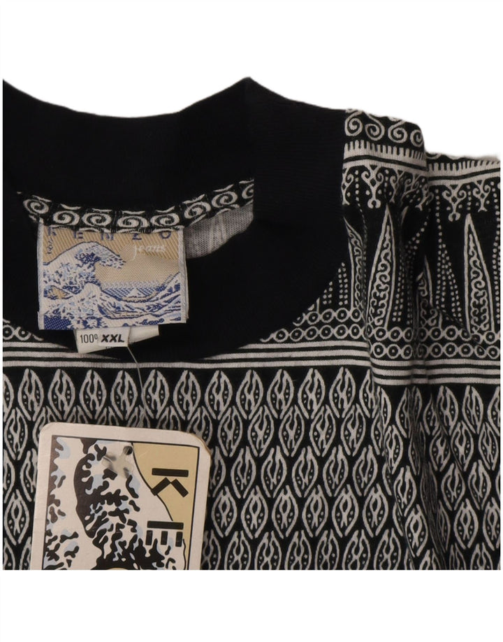 T-shirt da uomo con motivo astratto Kenzo Top 2XL Designer di cotone geometrico grigio