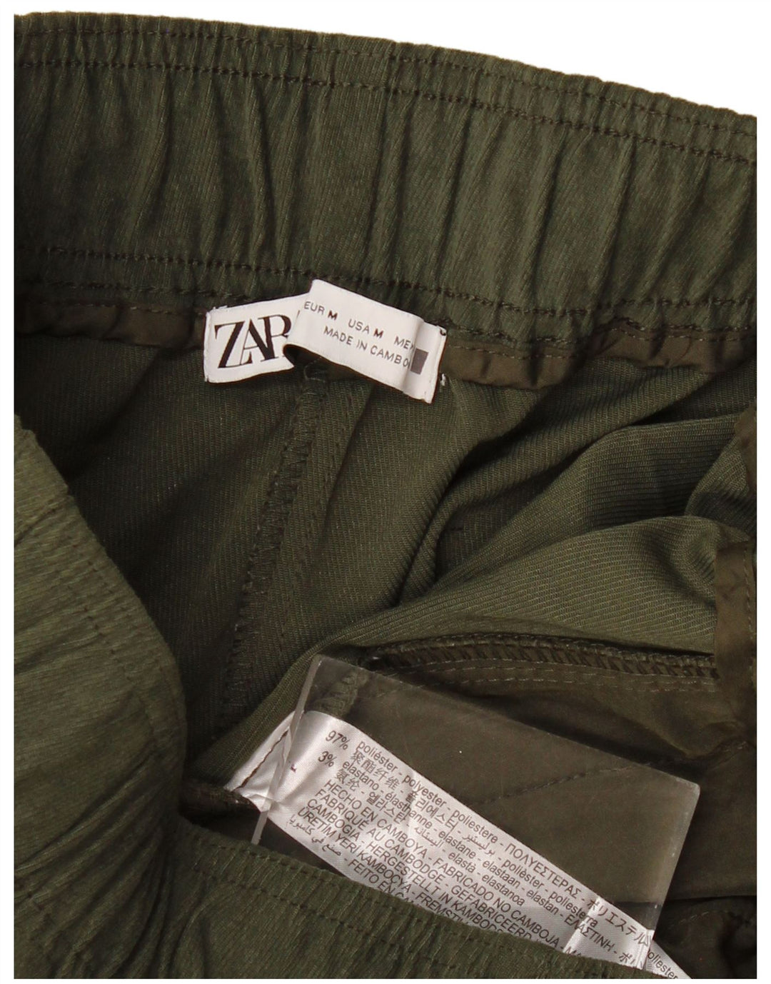 Pantaloni corti da donna Zara Joggers medi W28 L25 poliestere kaki