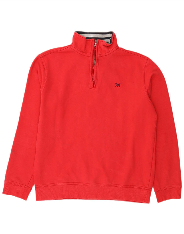 Crew Clothing Felpa con collo con zip da uomo Maglione rosso medio in cotone
