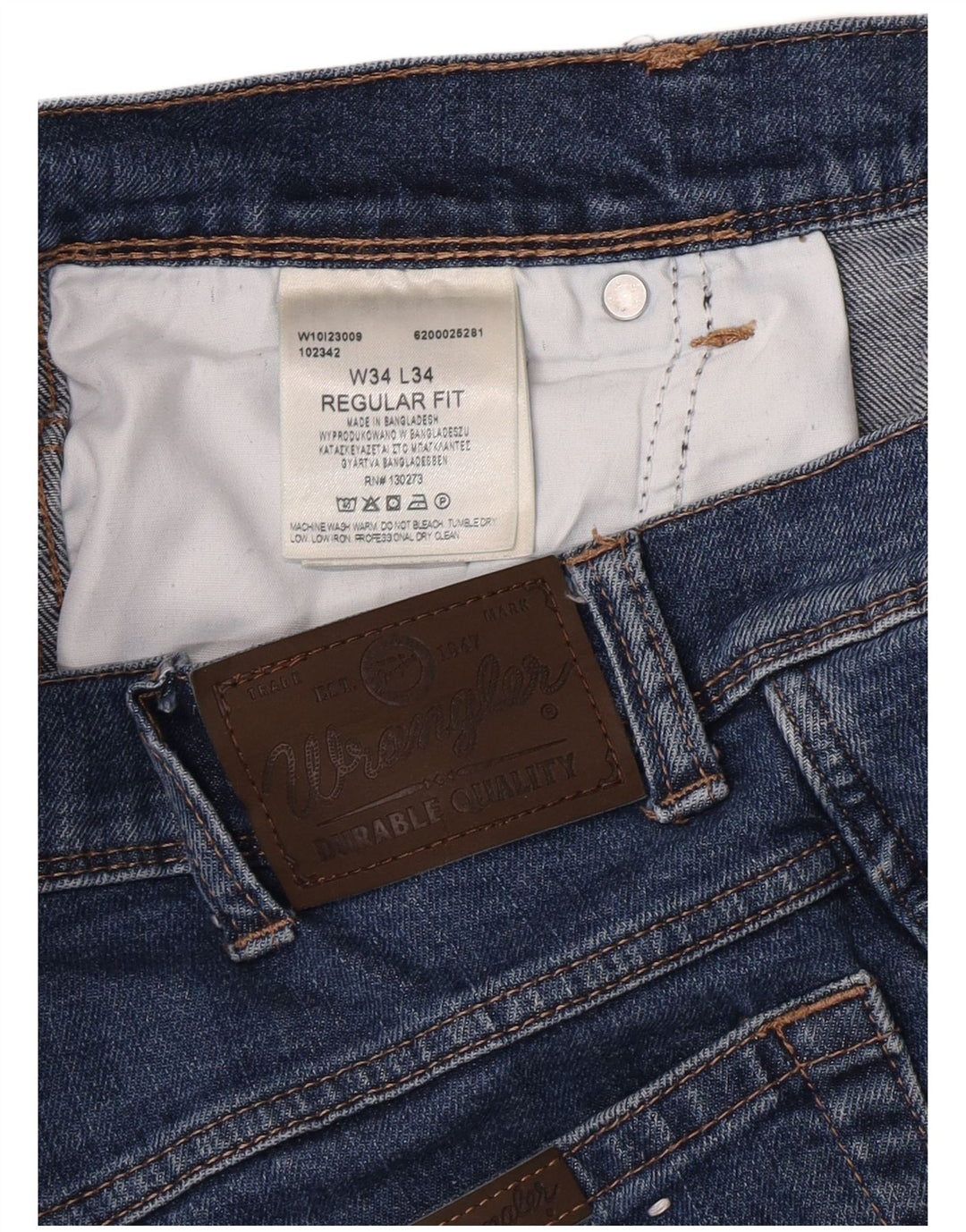 Jeans dritti da uomo Wrangler vestibilità regolare W34 L34 cotone blu