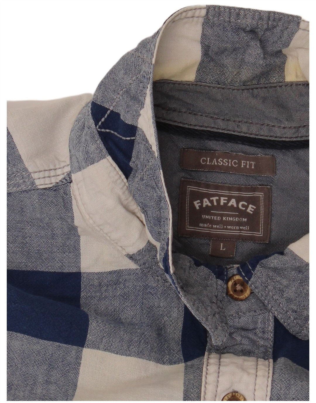 Fat Face Camicia da uomo a maniche corte vestibilità classica, grande lino a quadri blu navy