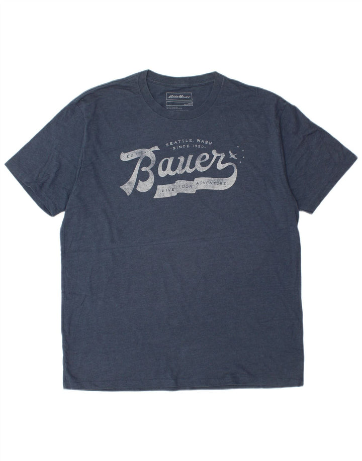 EDDIE BAUER T-shirt grafica da uomo Top grande in cotone blu