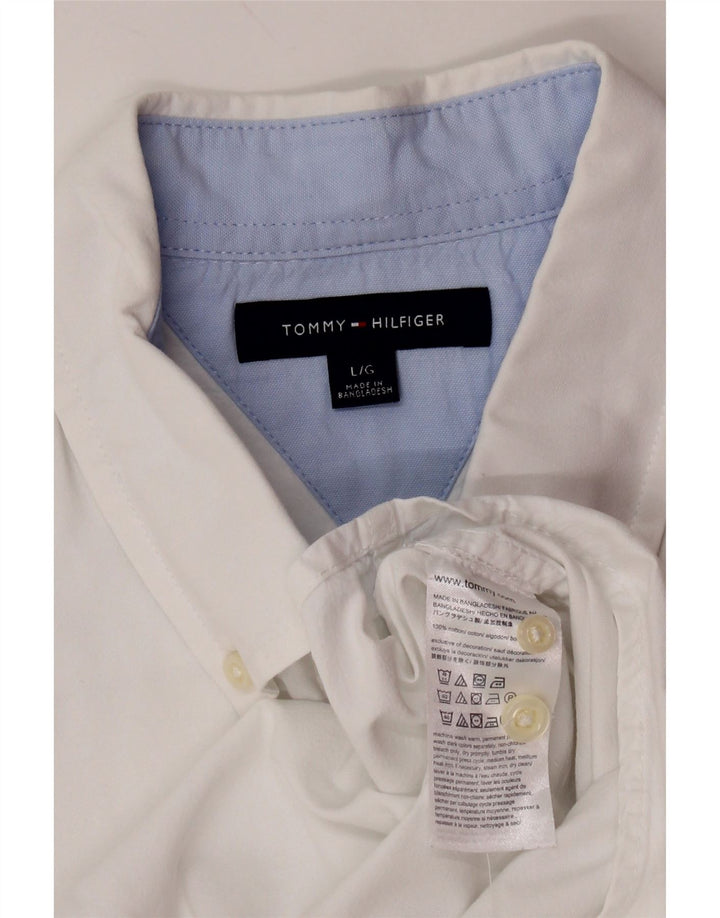TOMMY HILFIGER Camicia a maniche corte da uomo grande in cotone bianco