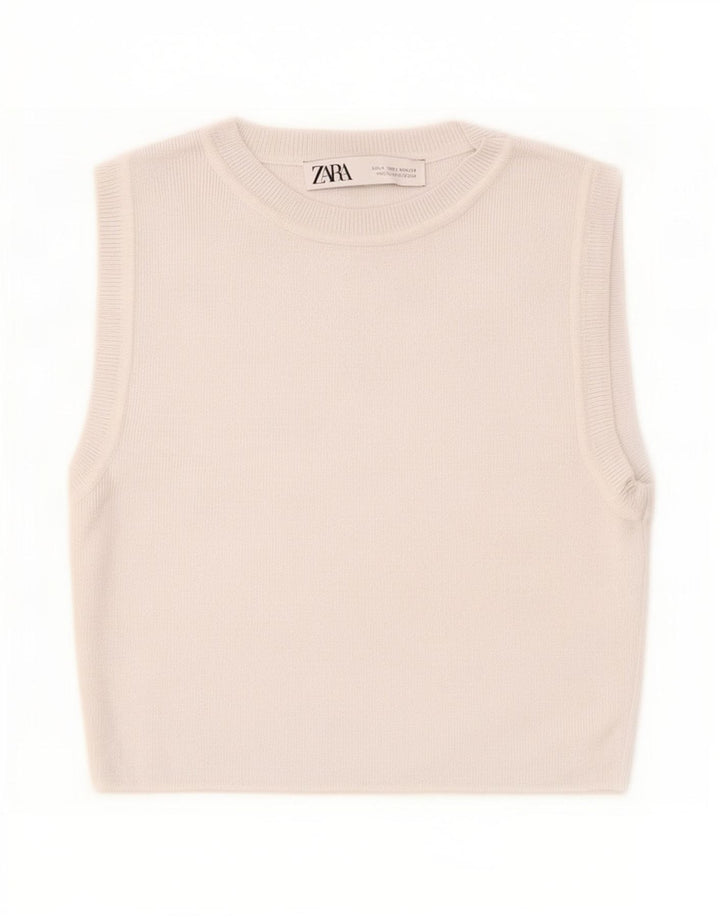Canotta corta da donna Zara UK 12 Viscosa grigio medio