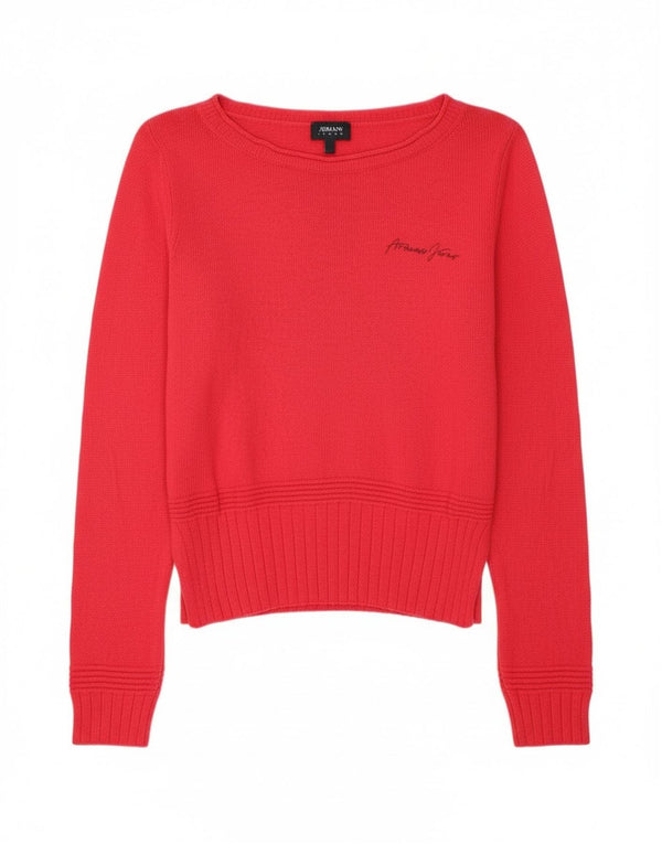 Armani Jeans Maglione da donna con scollo a barca corto UK 14 Rosa medio