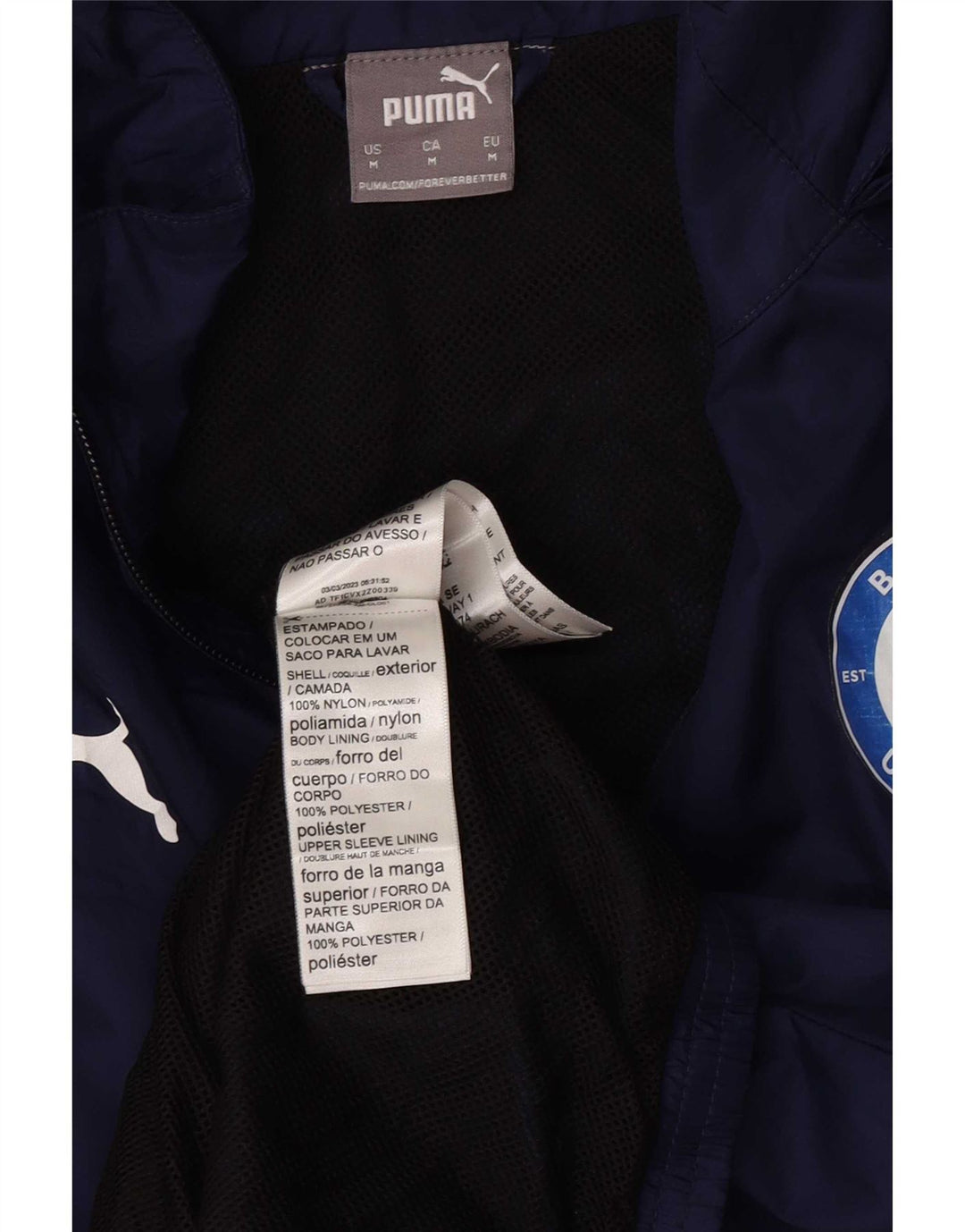 Giacca antipioggia da uomo Puma UK 38 Medium Navy Blue Colourblock Nylon