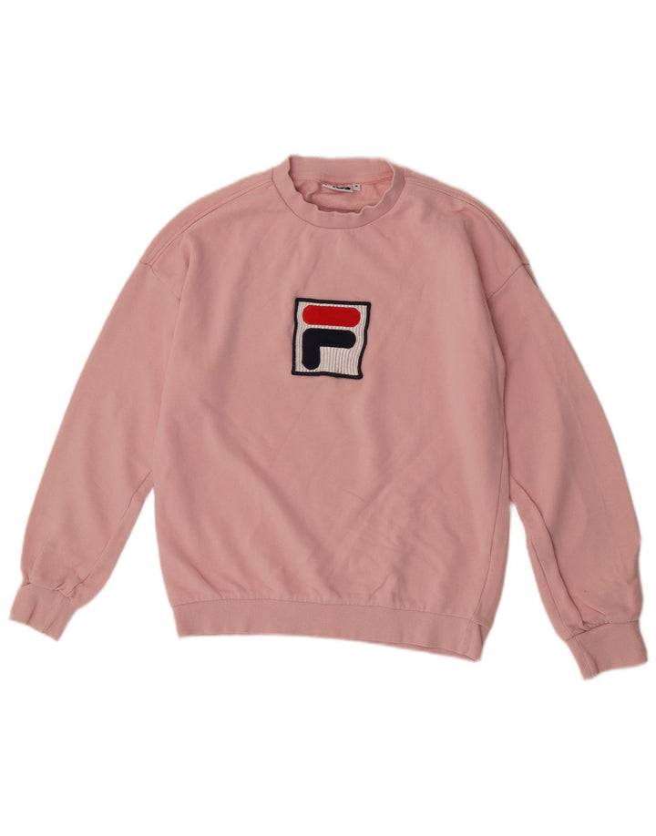 Felpa grafica da donna Fila Maglione UK 14 Cotone rosa medio