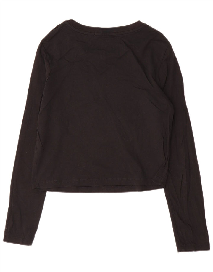 Calvin Klein Jeans da donna Crop Graphic Top manica lunga UK 12 medio nero