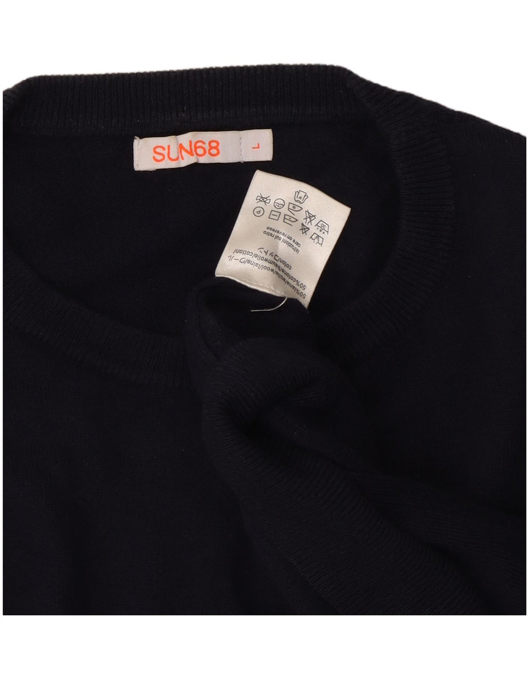 Maglione maglione girocollo da uomo Sun68 grande lana blu navy