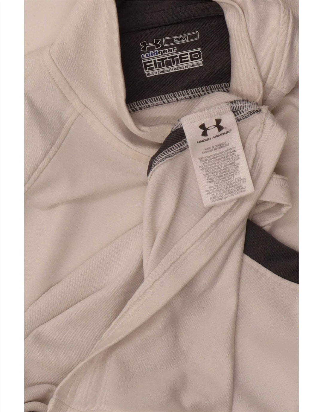 Under Armour Uomo Cold Gear Top manica lunga piccolo bianco colorblock