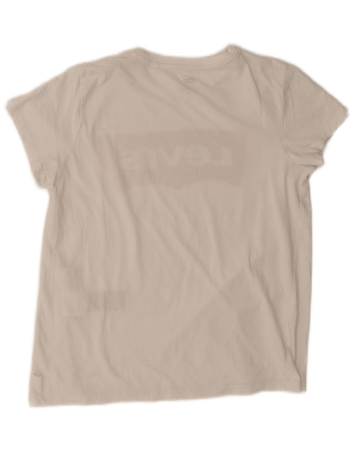 T-shirt grafica da donna Levi's Top UK 12 cotone bianco medio