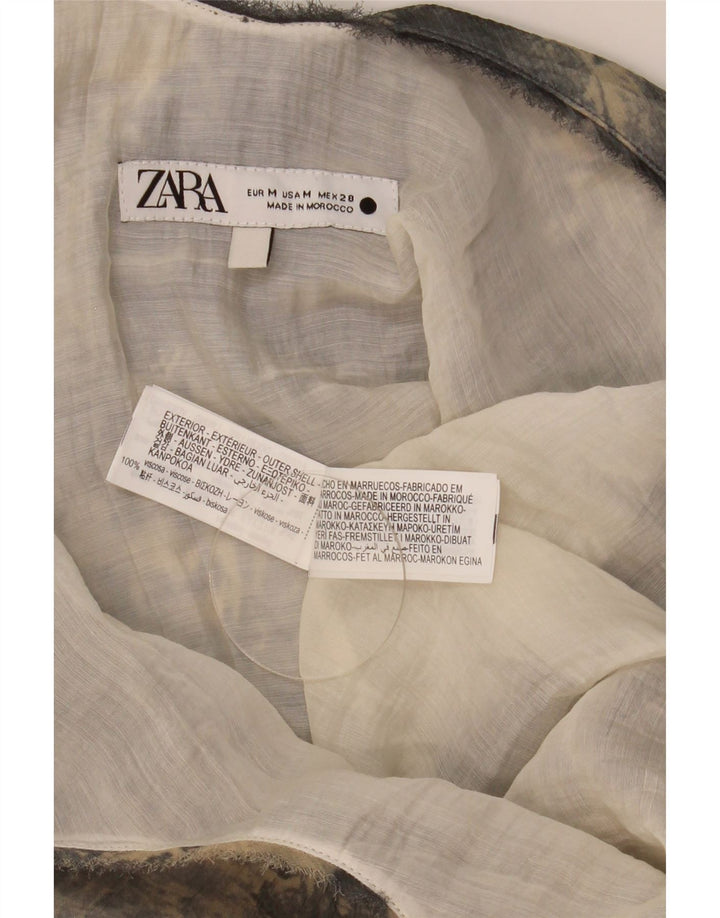 Top tunica asimmetrica senza maniche da donna Zara UK 12 Grigio medio Tie Dye