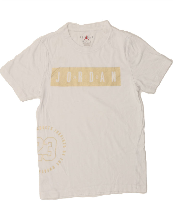 JORDAN Boys Graphic T-Shirt Top 10-11 Years White Vintage Jordan and Second-Hand Jordan from Messina Hembry 