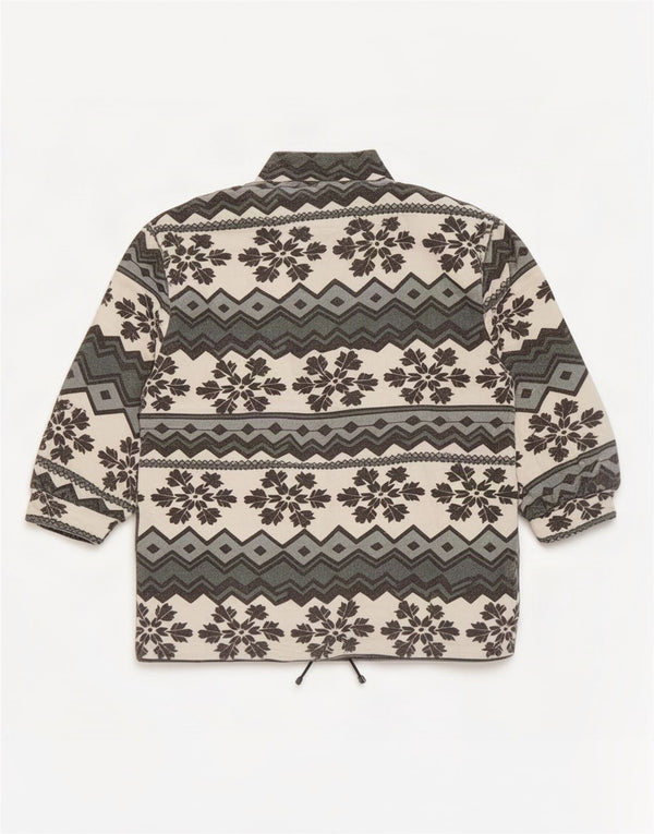 Giacca in pile vintage da uomo UK 42 XL Bianca Fair Isle
